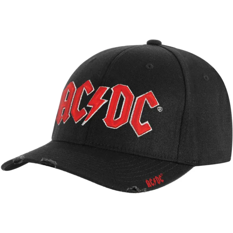 AC/DC Hard-Rock Cap – 3D Red Logo und Destroyed Design