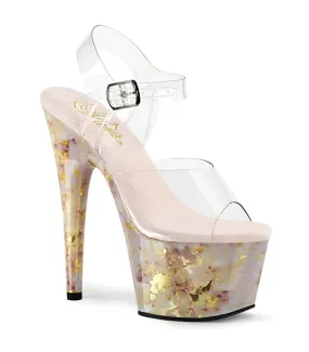ADORE-709MB Plateau Heels - Transparent/Goldener Marmor | Pleaser-