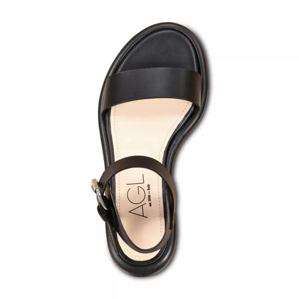   Agl  Elegante Sandale mit Riemen Schwarz  Sandale 