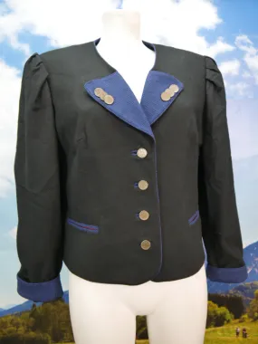 Alphorn Original schwarz mit Wappenknöpfe fesche Trachtenjacke Jacke Gr.42