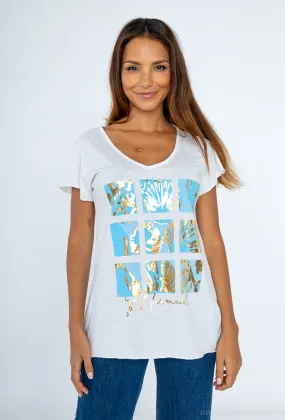 Baumwoll-T-Shirt mit goldenen Details MEERJUNGFRAU