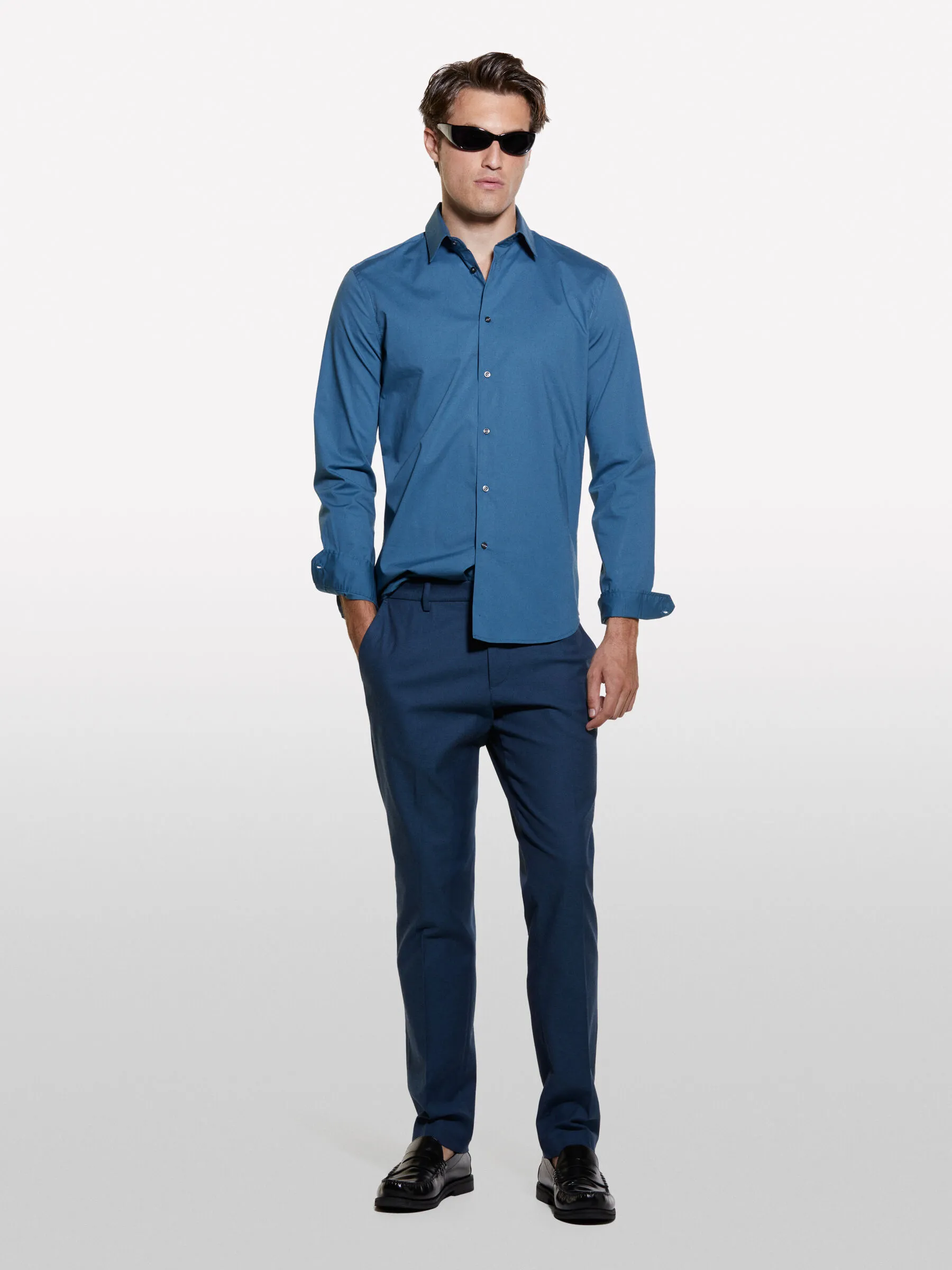 Blaues Hemd slim fit, Blau 