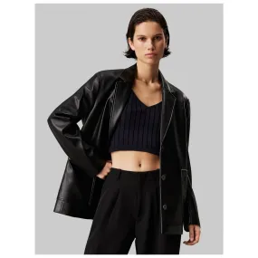 FAUX LEATHER BLAZER
