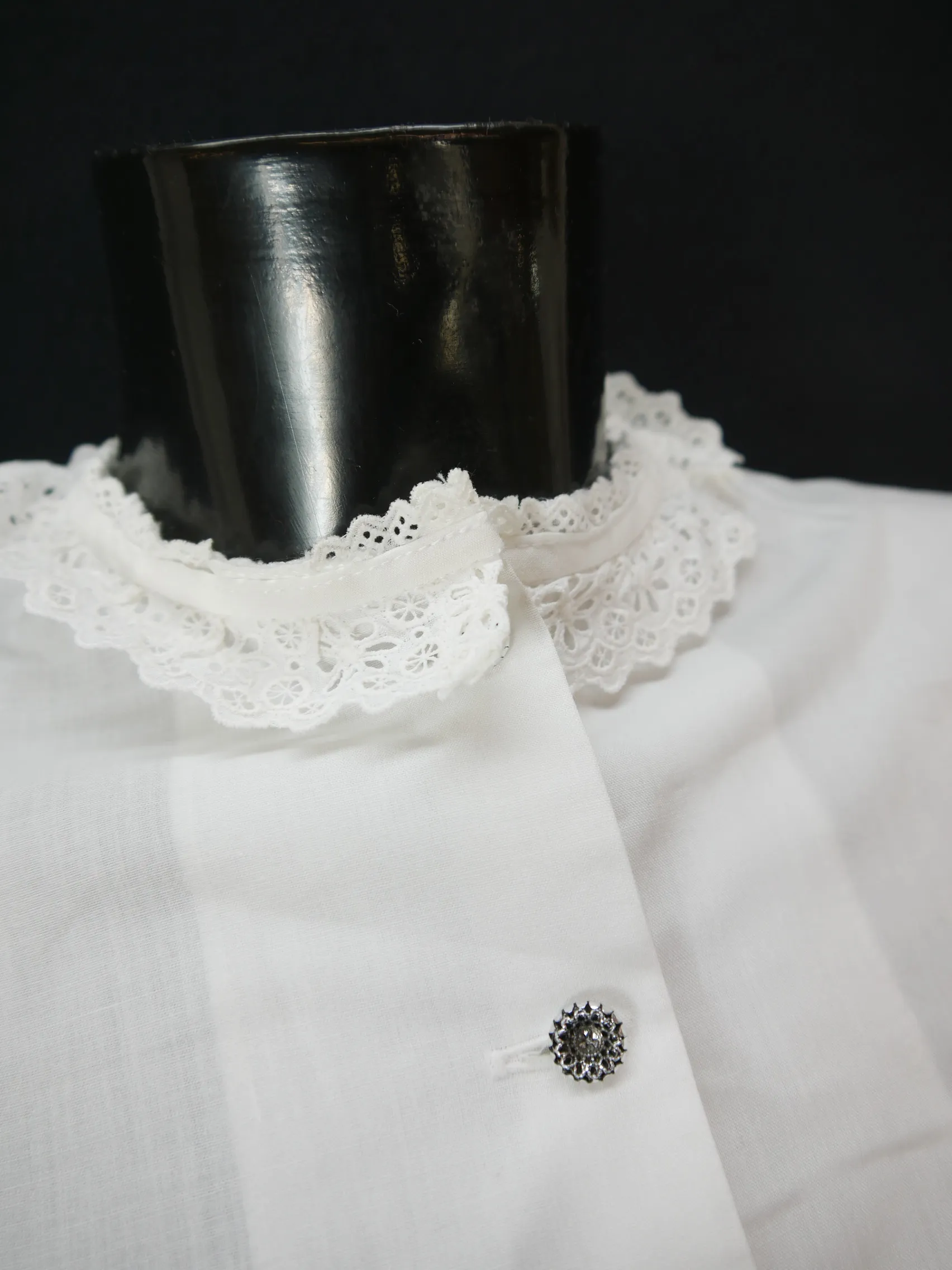 Gr.40 Dirndlbluse weiß Bluse für Dirndl Baumwollmischung mit Spitze B9946
