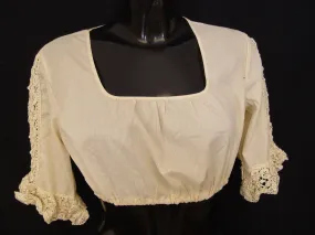 Gr.42 Dirndlbluse Vintage Tellerärmel aus Häkelspitze Bluse für Dirndl B1101