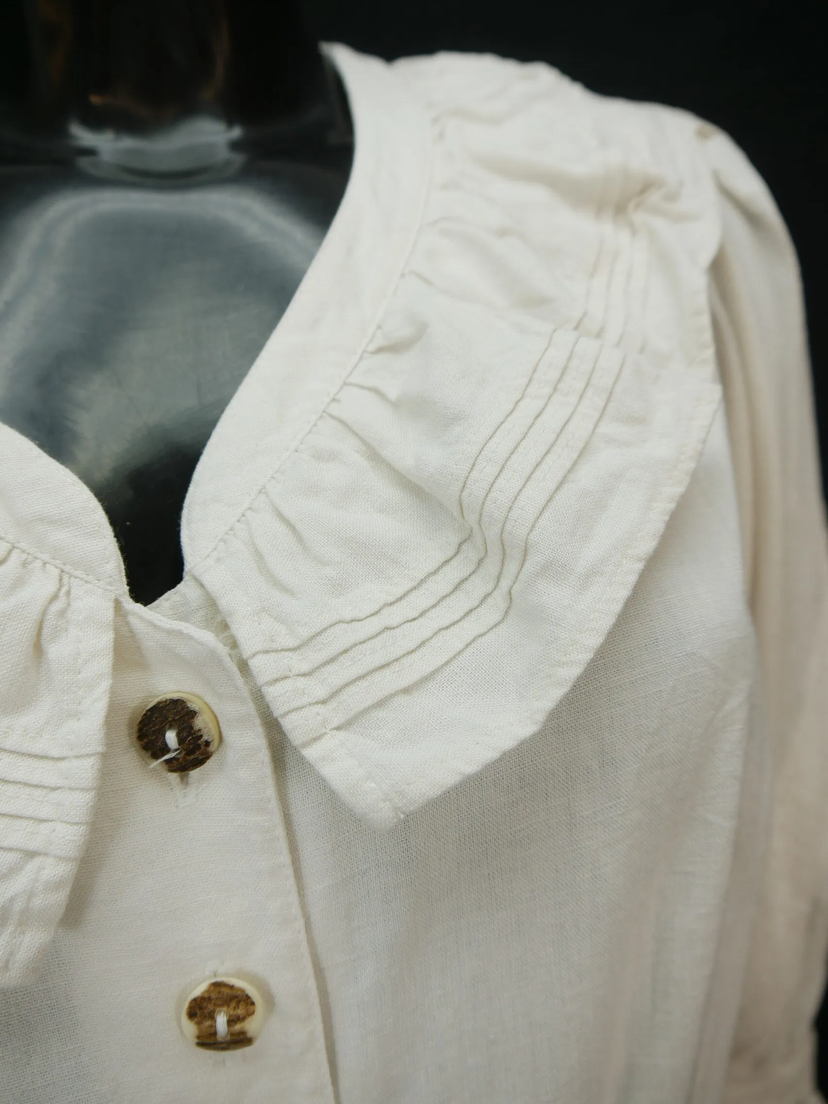 Gr.44 Trachtenbluse creme Bluse für Dirndl Perry mit Stickerei Rüschen TB9053