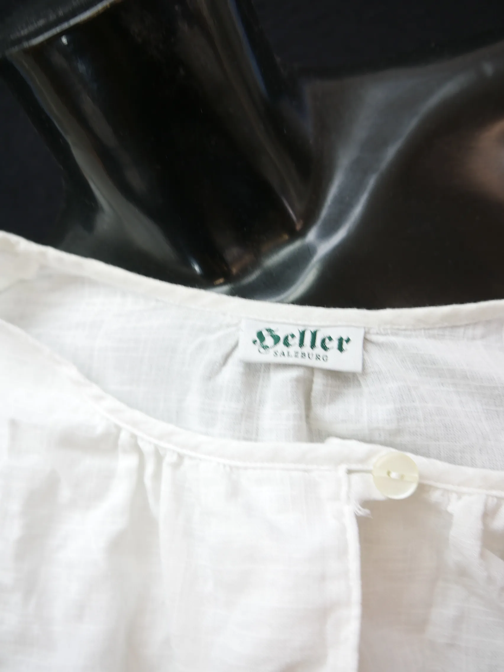 Gr.48 Dirndlbluse Vintage süße Bluse für Dirndl Heller Baumwolle Spitze B9150