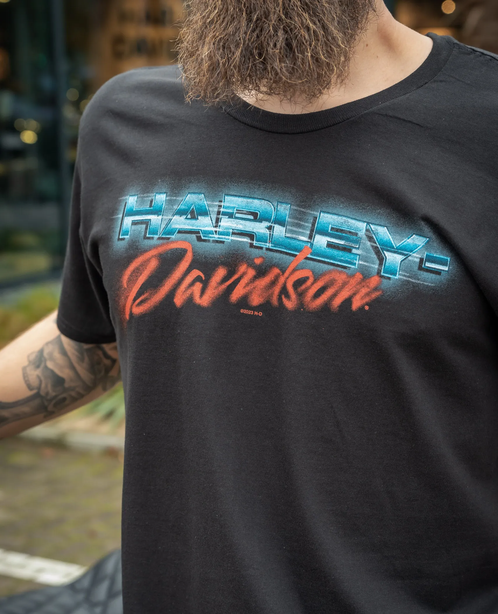 Harley-Davidson T-Shirt 80s Chrome schwarz