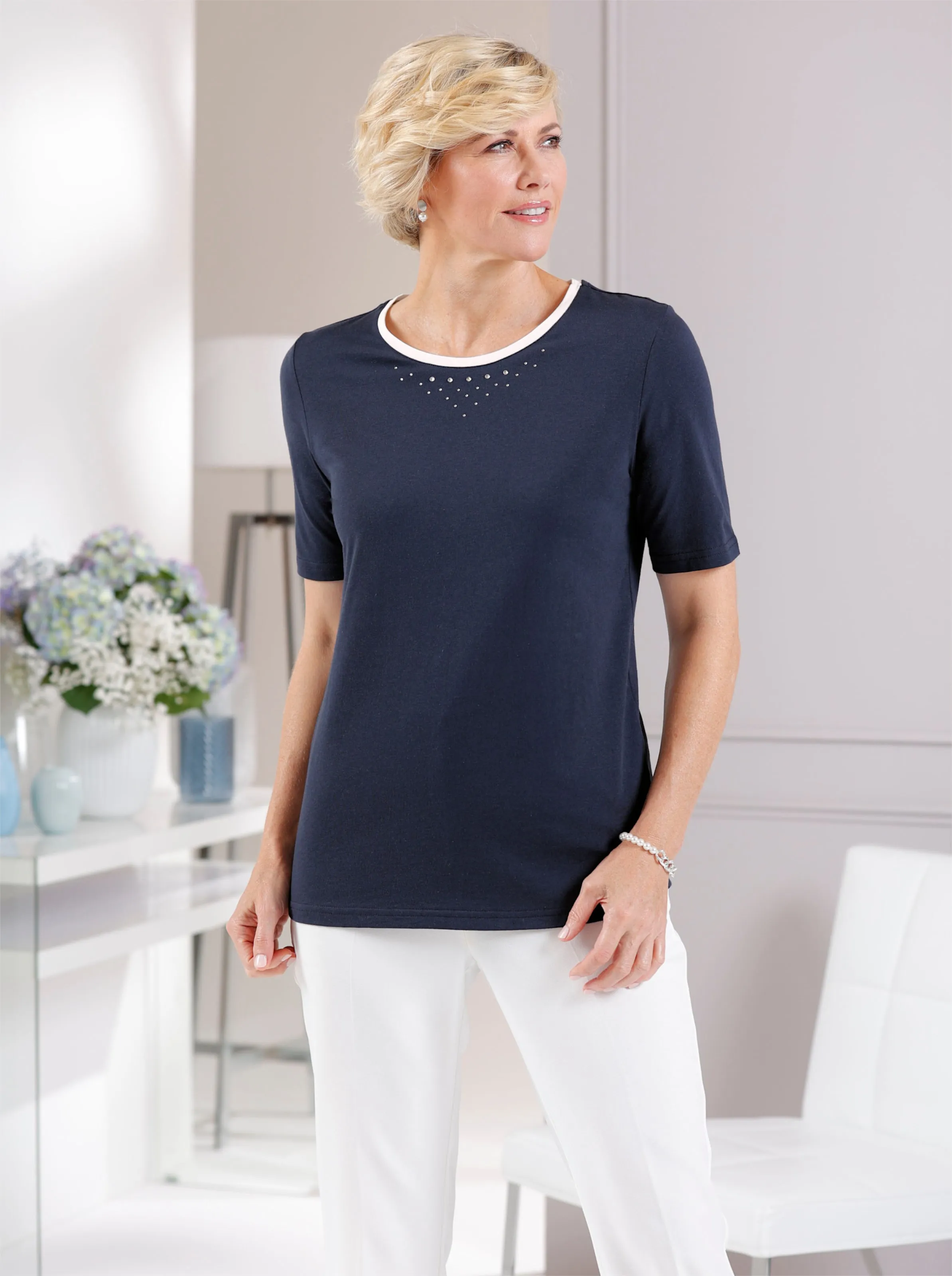 Kurzarmshirt in marine