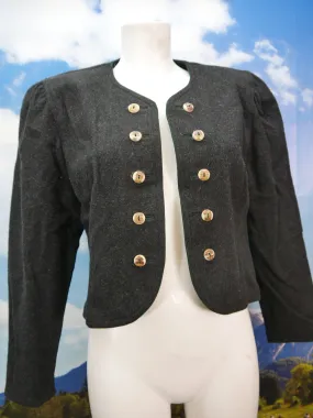 Original Tiroler Loden schwarz mit Hirschhornknöpfen Trachtenjacke Jacke Gr.40