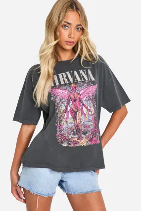 Oversize T-Shirt mit Nirvana-Print
