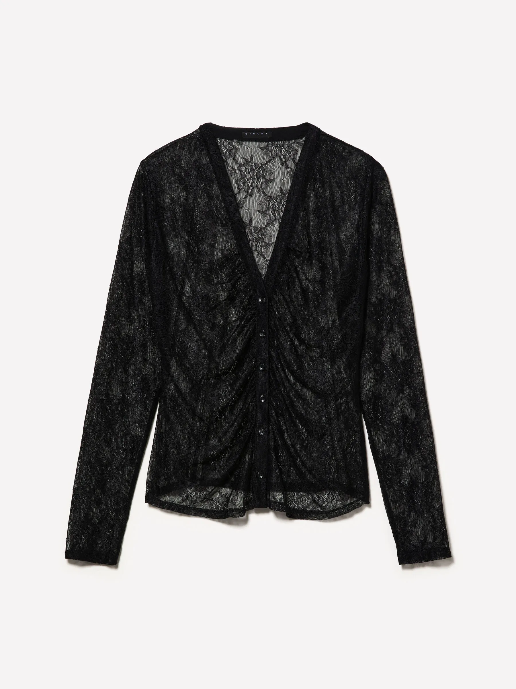 Schwarze Bluse aus Spitze, Schwarz 