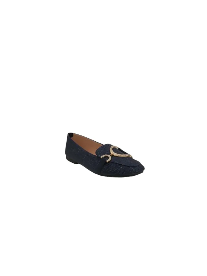 Slipper mit Strasssteinen und goldener Schnalle
