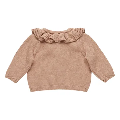 Strickjacke mit Rüschenkragen | Rosa