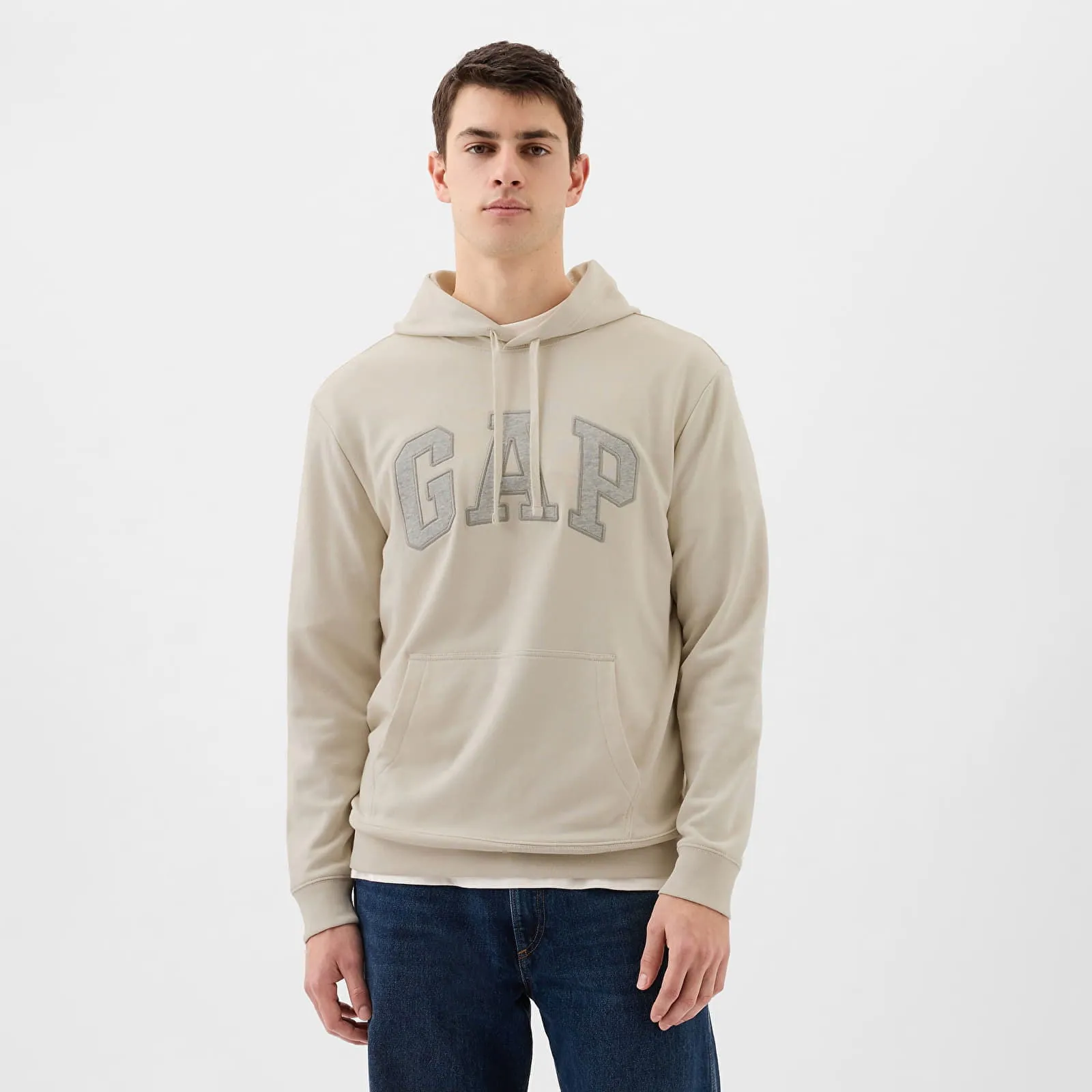 Sweatshirt GAP French Terry Pullover Logo Hoodie Unbleached White 868453-02