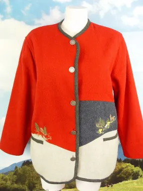 SÜDTIROL leicht gefüttert warm Walkjacke Schurwolle Jacke Trachtenjacke Gr.46