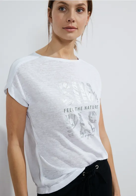T-Shirt in Leinenoptik