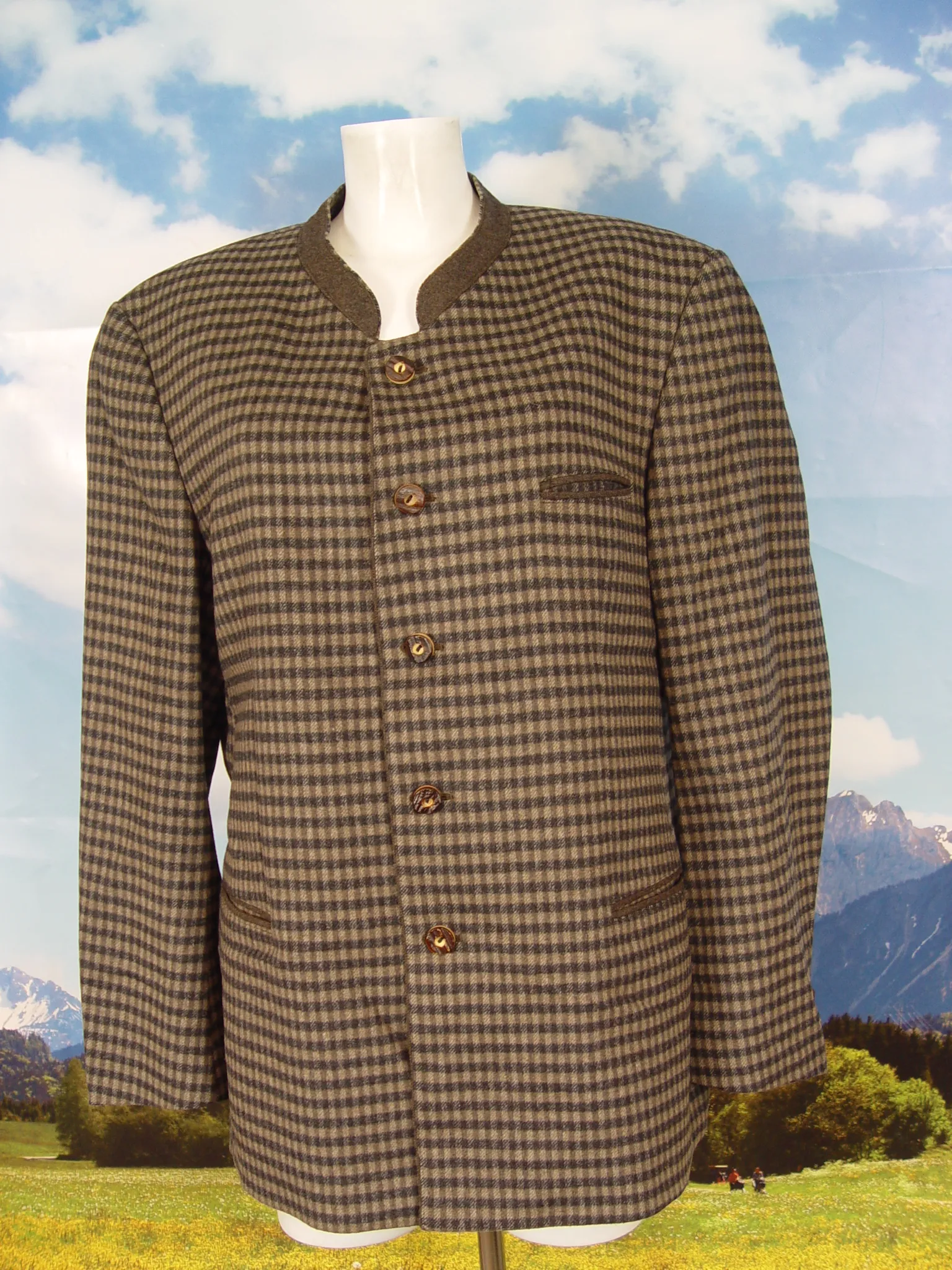 TOFANA neuwertig und schön kariert warme Herren Loden Trachtenjacke Janker Gr.54