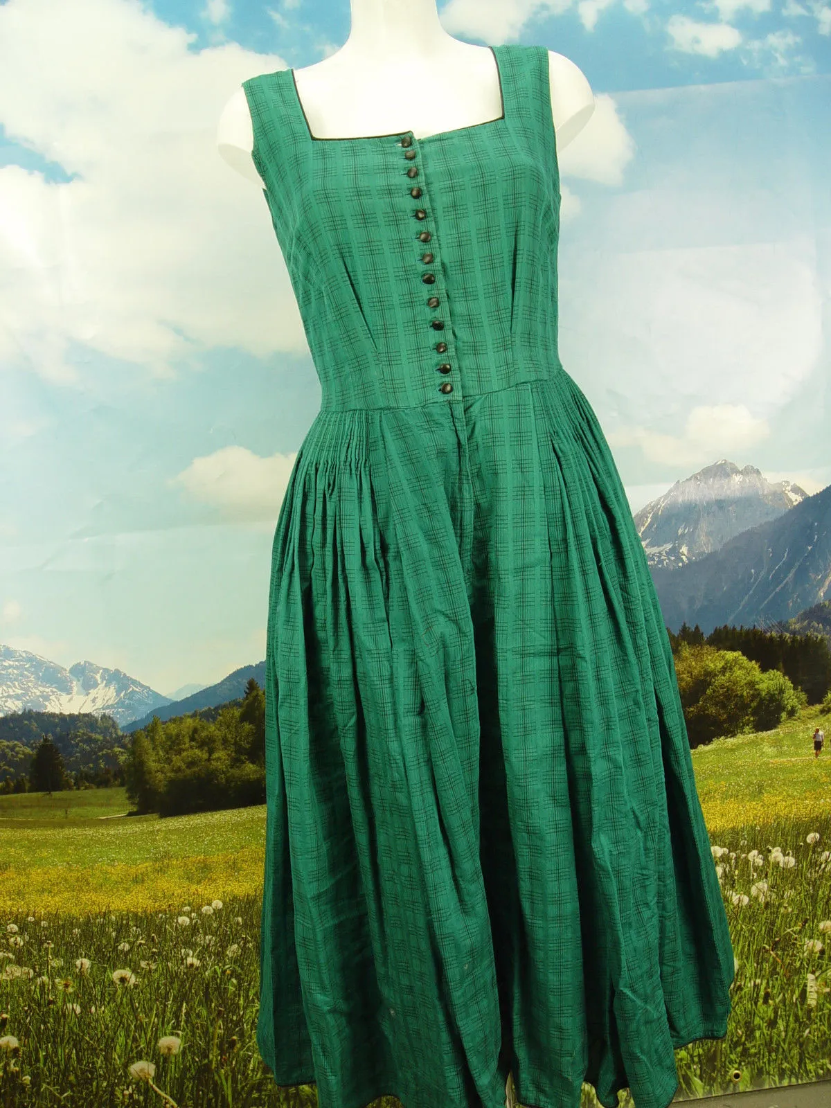 TOP traditionell Vintage Handarbeit langes Winter Dirndl mit Schürze DK795 Gr.36