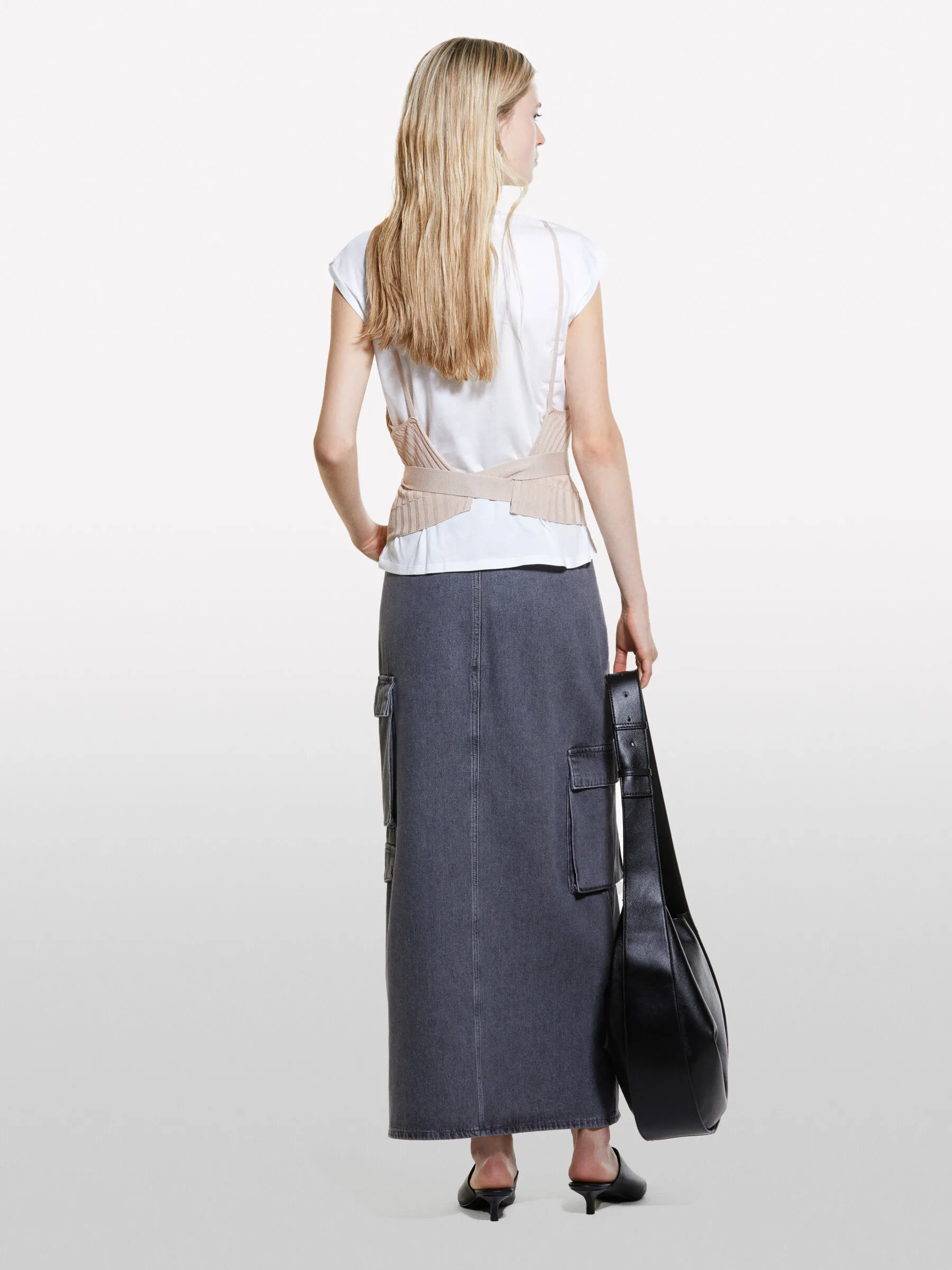 Weißes T-Shirt mit Stricktop, Weiss 