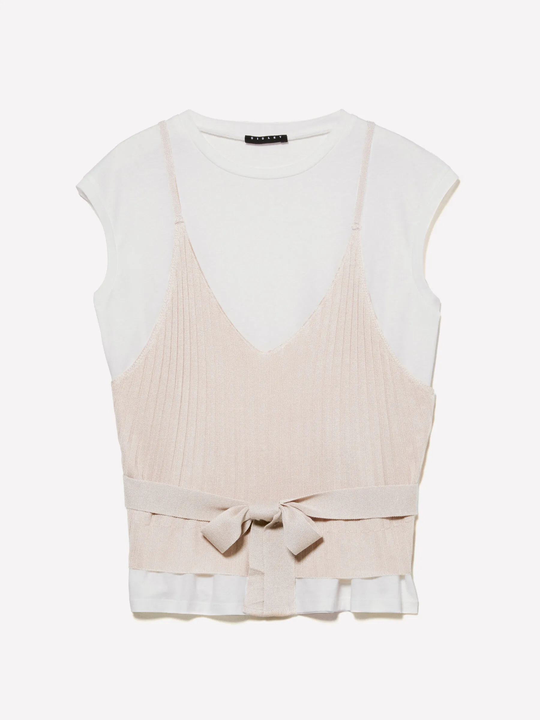 Weißes T-Shirt mit Stricktop, Weiss 