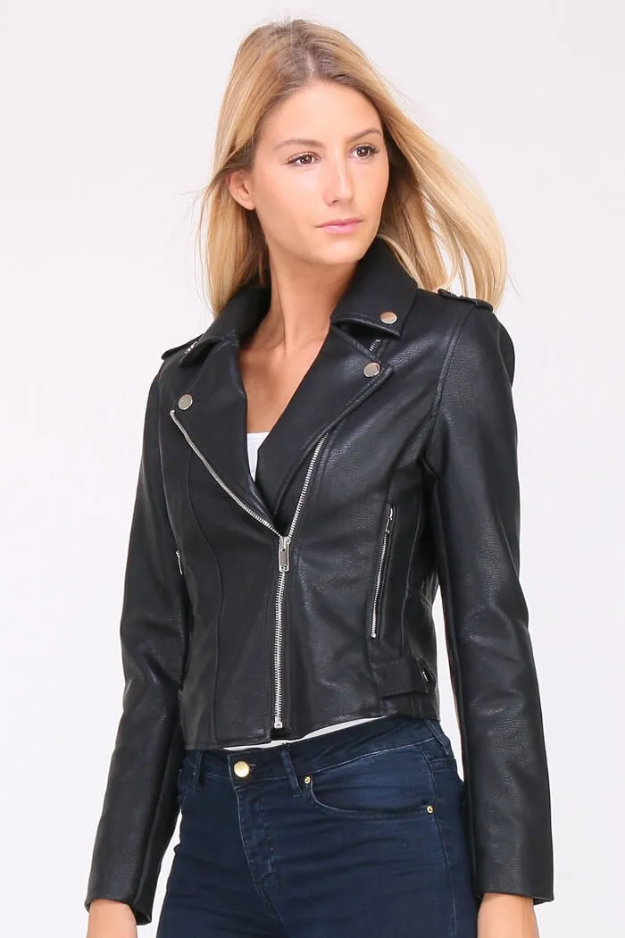 ▷ DI&A Damen Kunstlederjacke im Biker-Look » Schwarz
